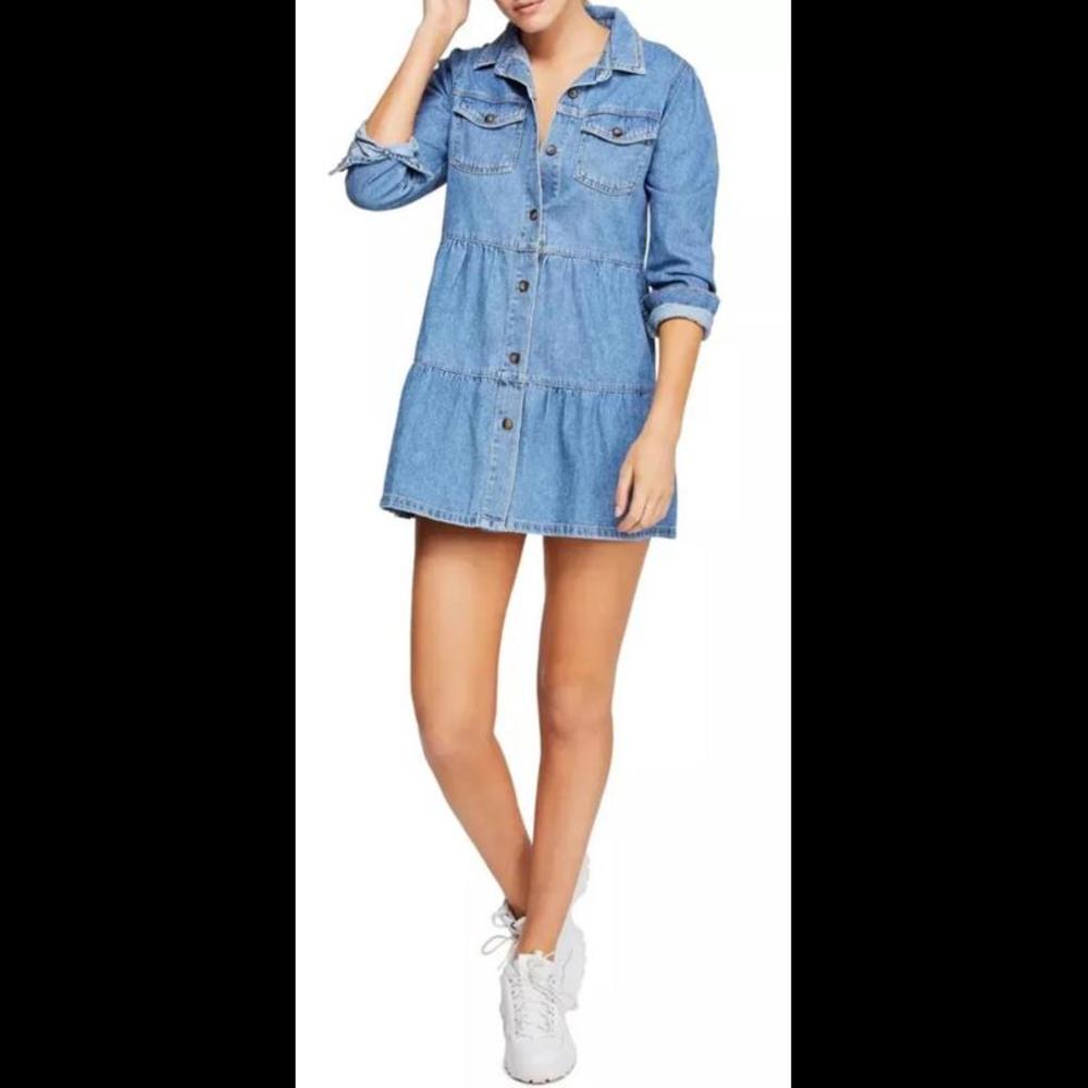Free People Nicole Long Sleeve Denim Shirtdress